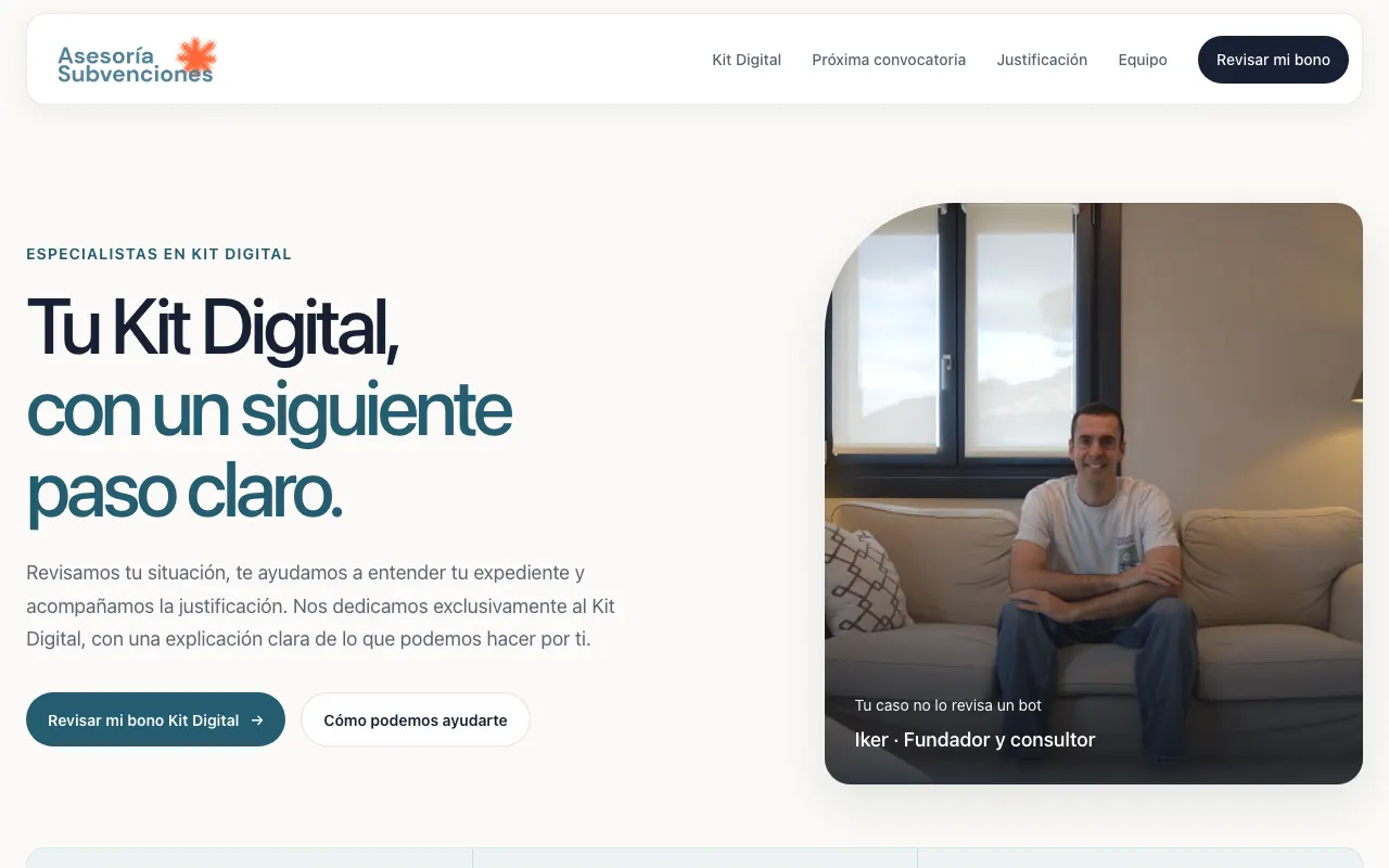 Captura de la web de Asesoría Subvenciones