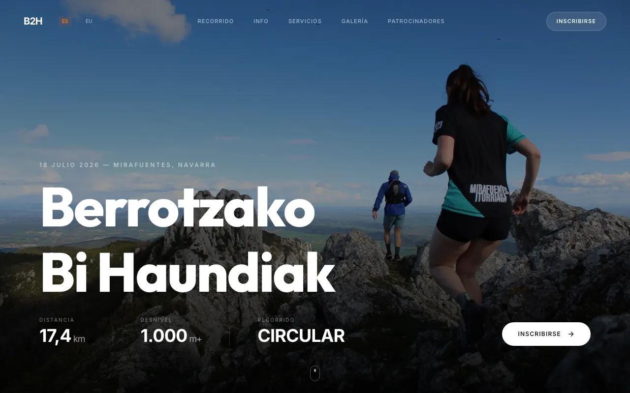 Captura de la web de B2H Trail