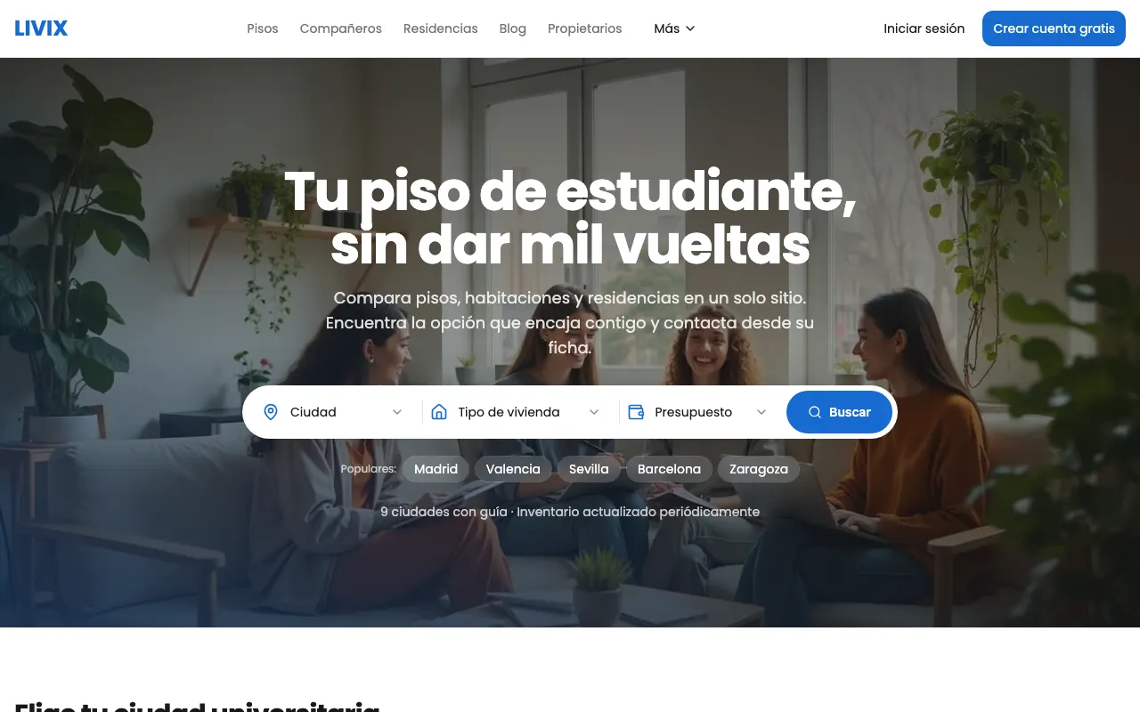 Captura de la web de Livix